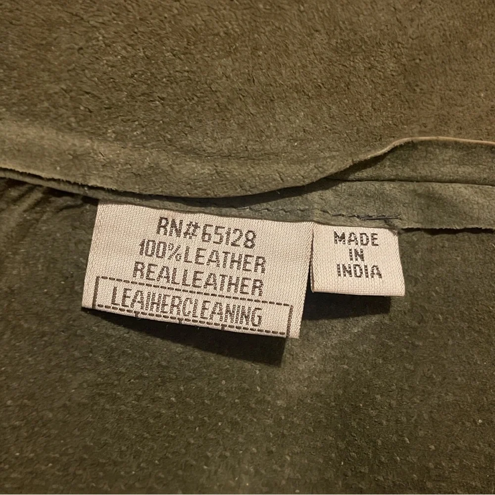 Tres Jolie vintage Olive Green suede leather Jackets - Picture 5 of 6